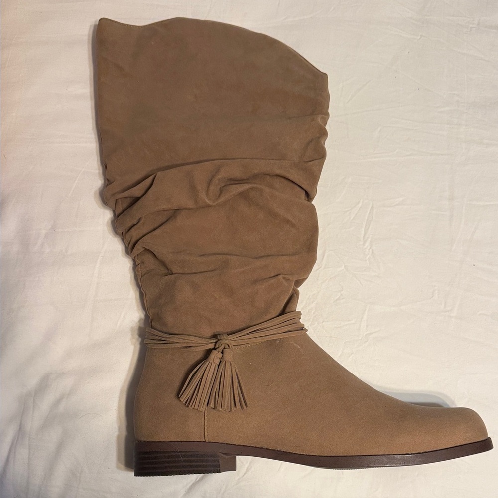 JustFab Tan Over the Knee Boots